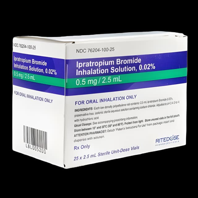 Ipratropium Bromide, Preservative Free 0.02%, 0.2 mg / mL Solution Vial 25 Vials - 76204010025