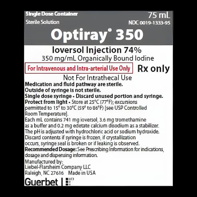 Optiray™ 350 Ioversol 74%, 350 mg / mL Injection Prefilled Power Injector Syringe 75 mL Fill / 125 mL