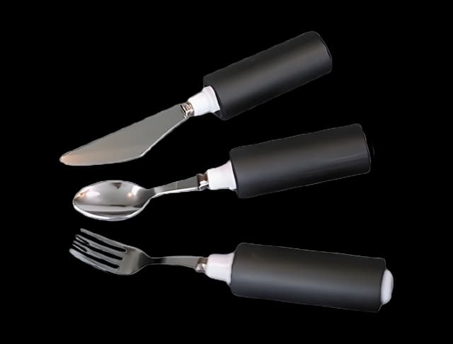 Soup Spoon Comfort Grip Built Up Handle Black