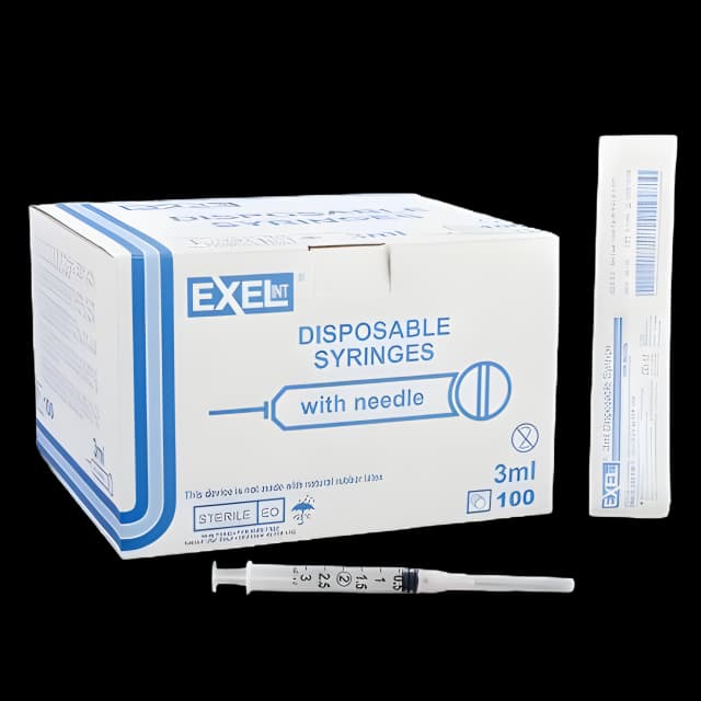 Standard Hypodermic Syringe with Needle ExelInt® 3 mL 1-1/2 Inch 18 Gauge NonSafety Regular Wall