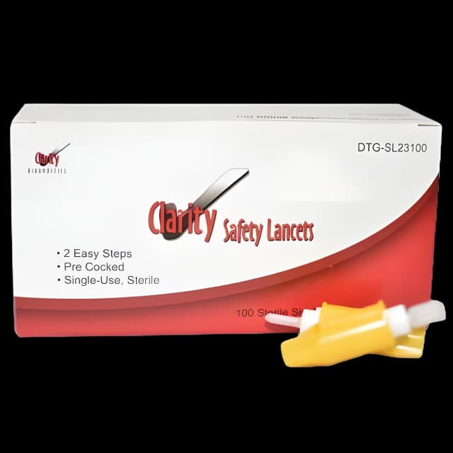 Safety Lancet Clarity® 26 Gauge Retractable Push Button Activation Finger