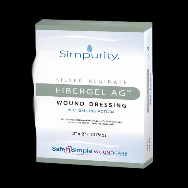 Simpurity Fibergel AG Silver Alginate 2x2 Wound Dressing