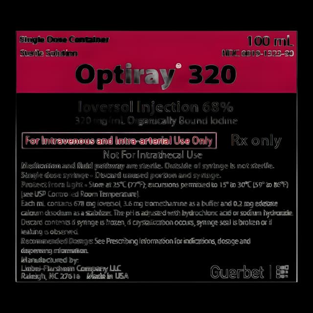 Optiray™ 320 Ioversol 68%, 320 mg / mL Injection Prefilled Power Injector Syringe 100 mL Fill / 125 mL - 00019132390