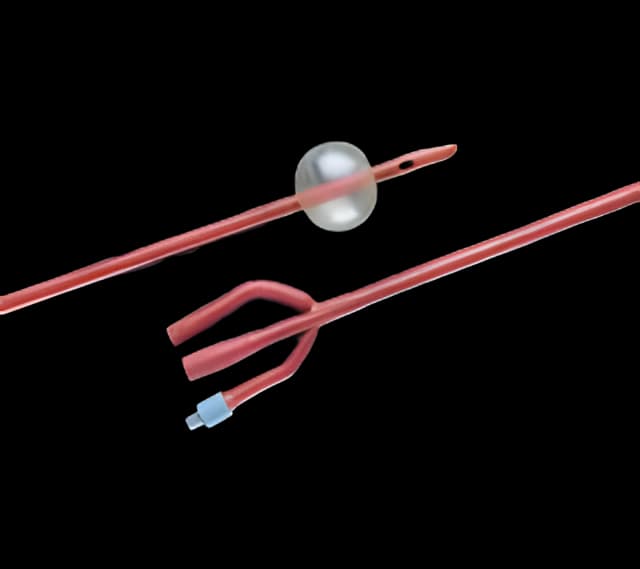 Foley Catheter 3-Way Standard Tip 30 cc Balloon 20 Fr. Red Rubber