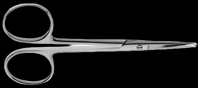 Iris Scissors V. Mueller® Knapp 4 Inch Length Surgical Grade Stainless Steel NonSterile Finger Ring Handle Straight Sharp Tip / Blunt Tip