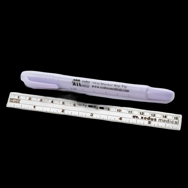 Skin Marker with Ruler Gentian Violet Ink 5 Inch Length Sterile Full Size Regular Tip