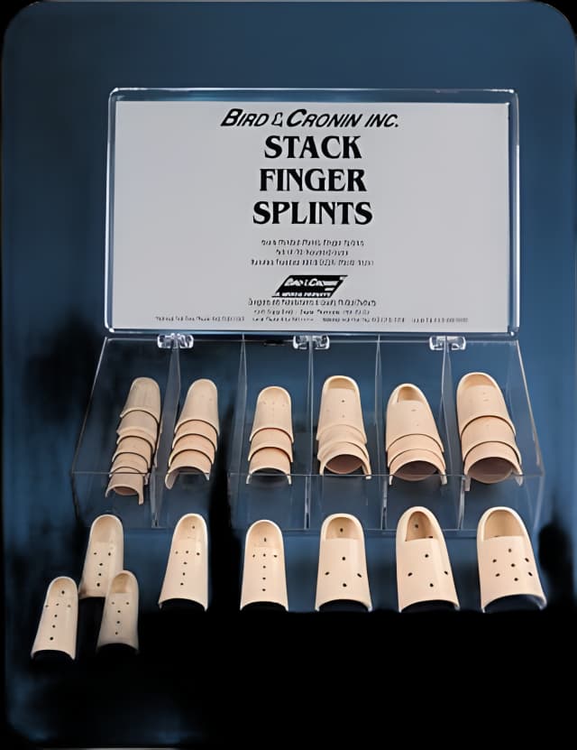Finger Splint Stax® Adult Size 5-1/2 Pull-On Left or Right Hand Beige