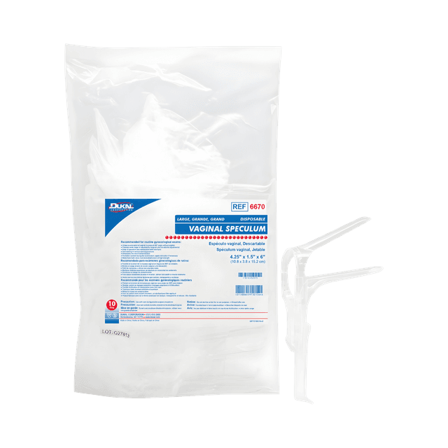 Vaginal Speculum Dukal™ Graves NonSterile Office Grade Plastic Large Double Blade Duckbill Disposable Without Light Source Capability