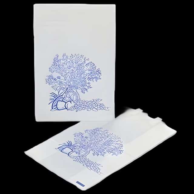 Bedside Bag 3-1/2 X 7 X 11-1/2 Inch White / Blue Floral Print Plastic