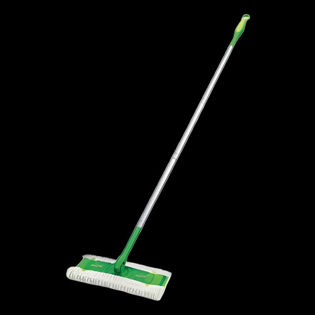 Sweeper Mop, 10 x 4.8 White Cloth Head, 46" Green/Silver Aluminum/Plastic Handle