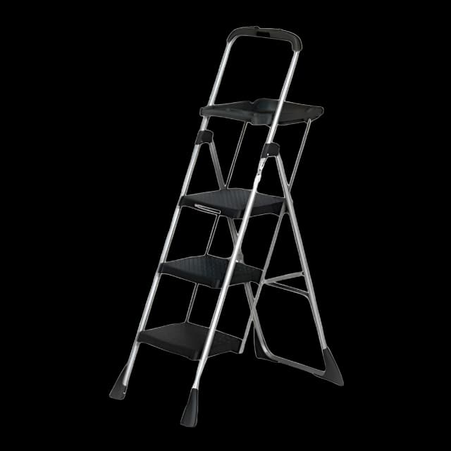 Max Work Platform, 55" Working Height, 225 lb Capacity, 3 Steps, Steel, Black