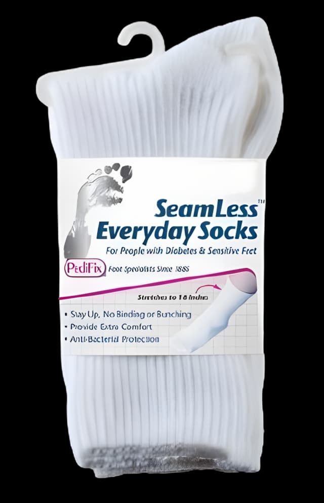 Diabetic Socks SeamLess™ Calf High Medium / Large White Closed Toe