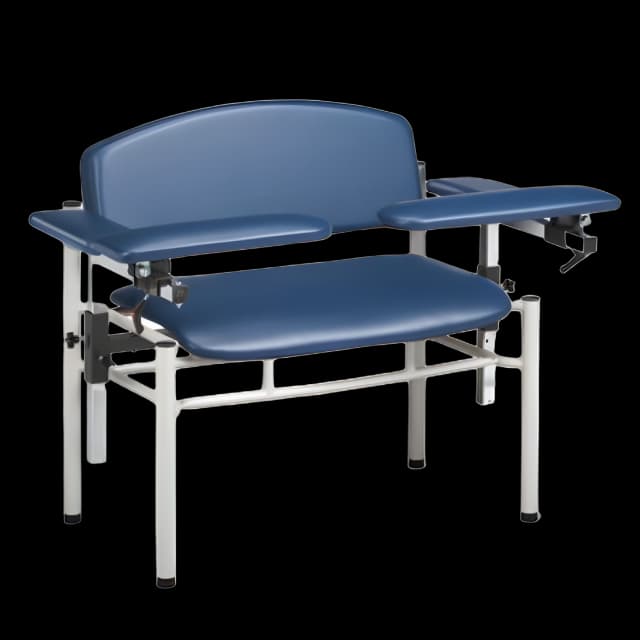 Blood Drawing Chair SC Series Extra Wide Double Adjustable Flip Up Armrests Black
