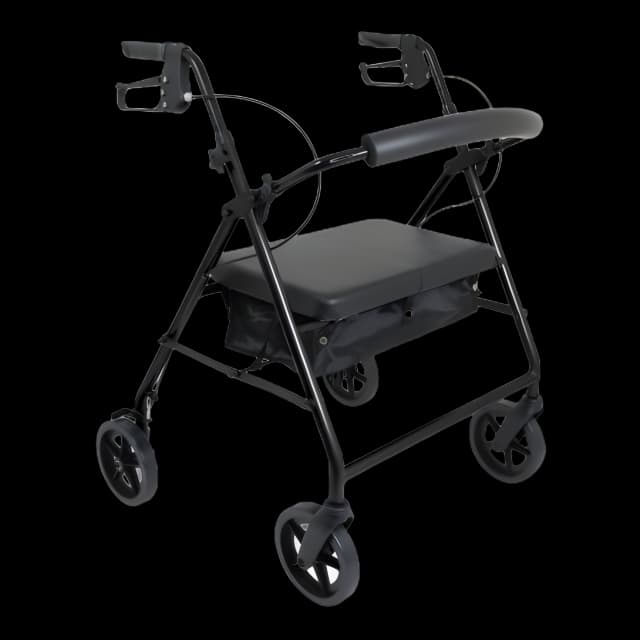 Bariatric 4 Wheel Rollator Protekt® Black Steel Frame