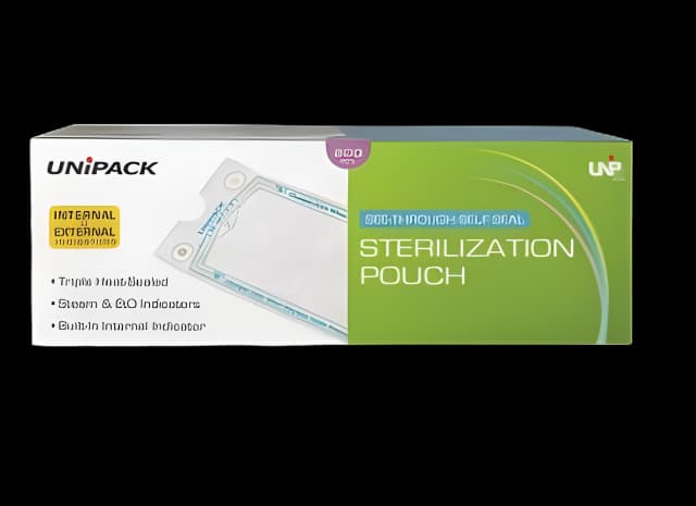 Sterilization Pouch UniPack Ethylene Oxide (EO) Gas / Steam 2-1/4 X 5 Inch Transparent Blue / White Self Seal Paper / Film