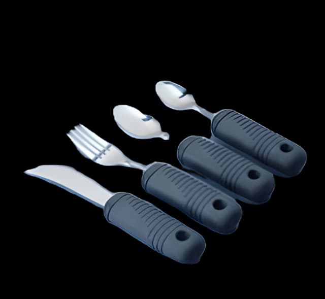 Teaspoon Sure Grip™ Right-Left Handed / Bendable Black Stainless Steel / Nylon-Coated