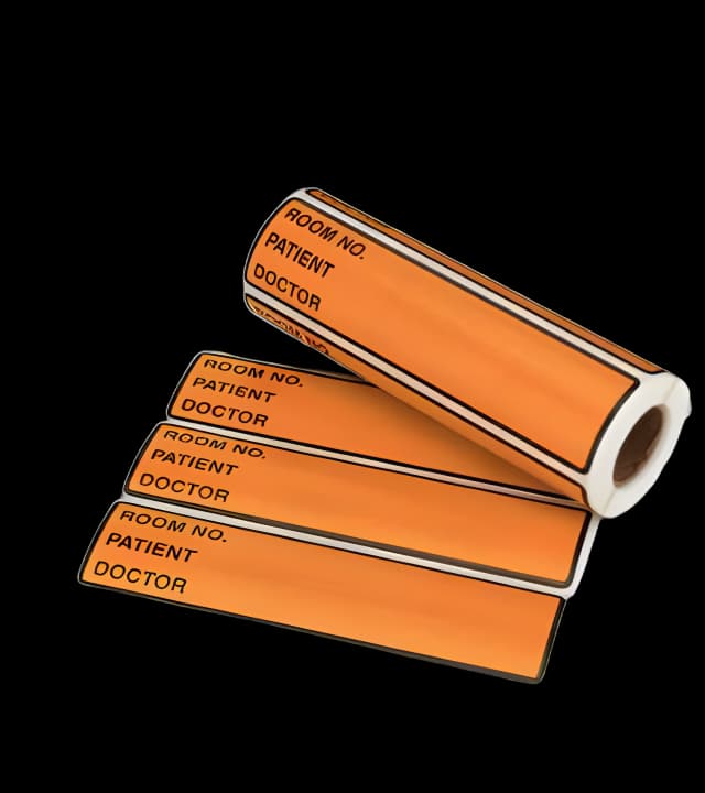 Pre-Printed Label Carstens Advisory Label Orange Room No. _Patient_Doctor Black Communication 1-1/2 X 4 Inch