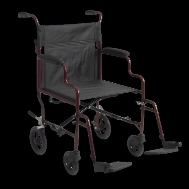 Transport Chair drive™ 22 Inch Seat Width Desk Length Arm Swing-Away Footrest Steel Frame with Red Finish