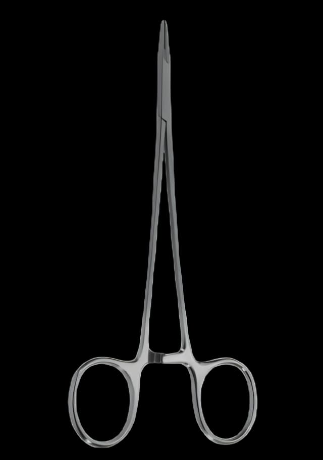 Needle Holder Snowden-Pencer™ Diamond-Jaw 5 Inch Length Smooth Straight with 7,000 Teeth Per Square Inch Flat Finger Ring Handle