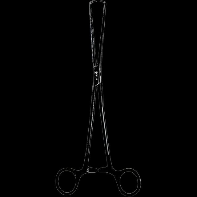 Laser Surgery Tenaculum Forceps Sklar Black™ Schroeder-Braun 10 Inch Length OR Grade Coated Stainless Steel NonSterile Ratchet Lock Finger Ring Handle Straight 1 X 1 Prongs with Flat Tips