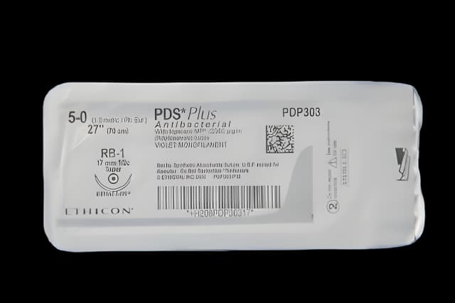Absorbable Antibacterial Suture with Needle PDS Plus™ Polydioxanone with Irgacare MP RB-1 1/2 Circle Taper Point Needle Size 5 - 0 Monofilament