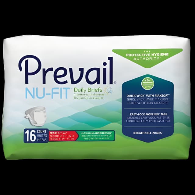 Unisex Adult Incontinence Brief Prevail® Nu-Fit® Medium Disposable Heavy Absorbency