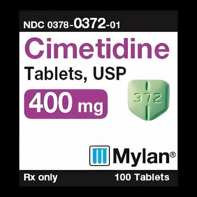 Cimetidine 400 mg Tablets by Mylan - 100 Tablet Bottle