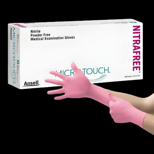 Exam Glove Micro-Touch® NitraFree™ X-Large NonSterile Nitrile Standard Cuff Length Textured Fingertips Pink Chemo Tested