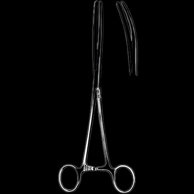 Hemostatic Forceps Sklar® Pean 9 Inch Length OR Grade Stainless Steel NonSterile Ratchet Lock Finger Ring Handle Curved Longitudinally Serrated Tips