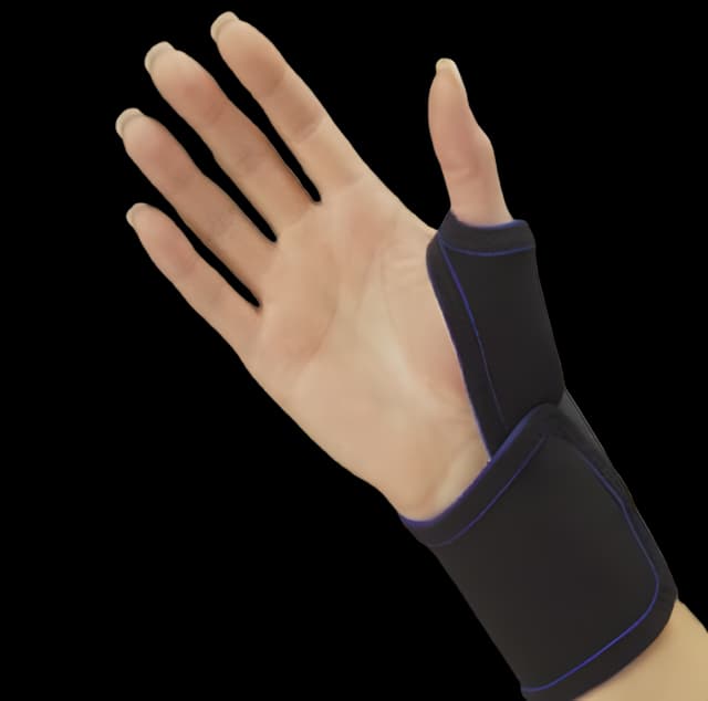 Thumb Splint Thermo-Form X-Small Hook and Loop Closure Right Hand Black