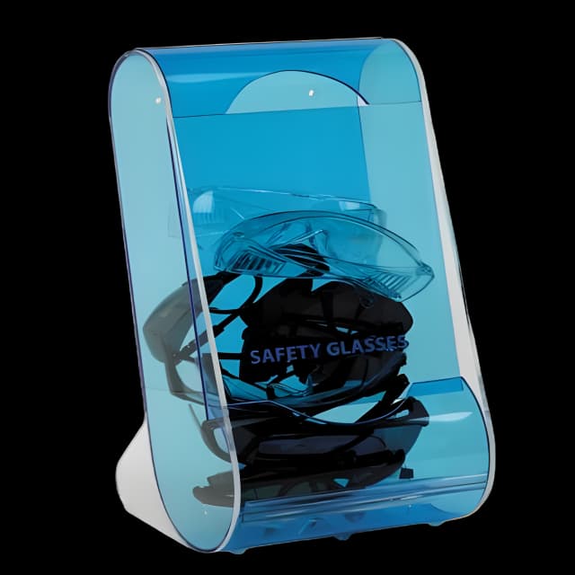 ClearlySafe® Safety Glasses Dispenser Translucent Blue, Countertop or Wall Mount, 20.3 X 20.3 X 40.6 cm, 20 Glasses Capacity