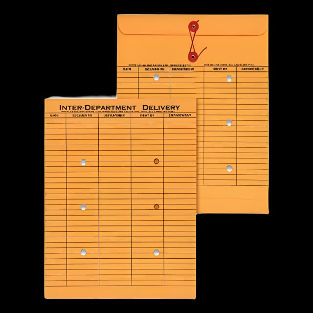Light Brown Kraft String/Button Interoffice Envelope, #97, Two-Sided Five-Column Format, 10 x 13, Light Brown Kraft, 100/Box