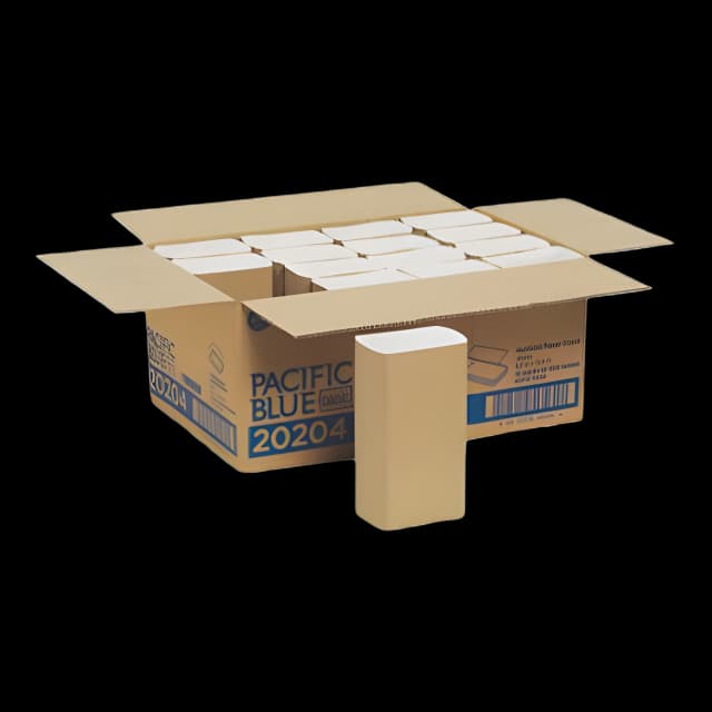 Pacific Blue Basic Folded Paper Towel, 1-Ply, 9.2 x 9.4, White, 250/Pack, 16 Packs/Carton