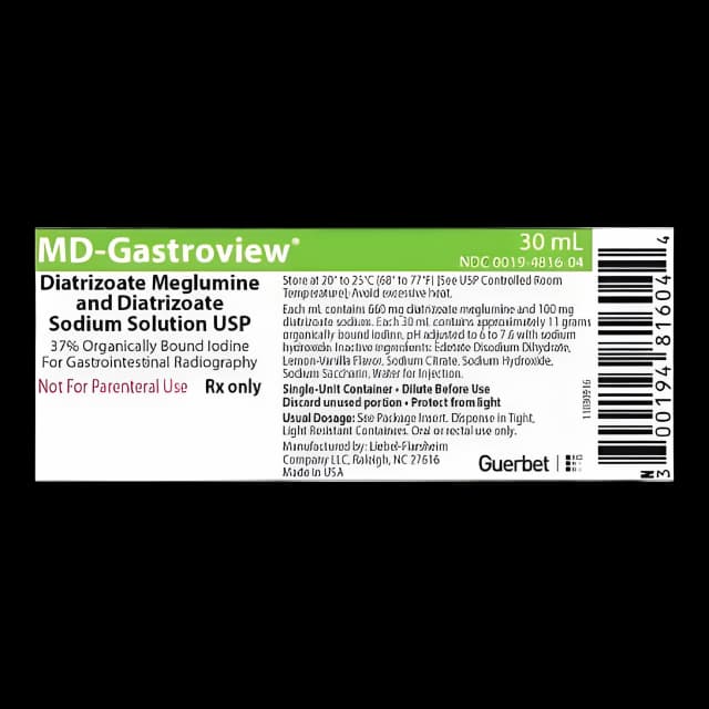 MD-Gastroview® Diatrizoate Meglumine / Diatrizoate Sodium 66% - 10% Solution Bottle Lemon Vanilla Flavor 30 mL - 00019481604