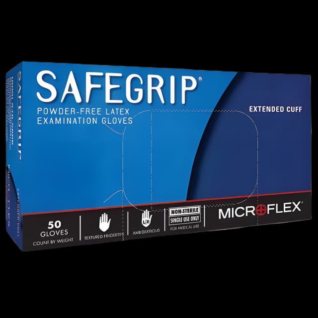 Exam Glove SafeGrip® X-Large NonSterile Latex Extended Cuff Length Textured Fingertips Blue Chemo Tested
