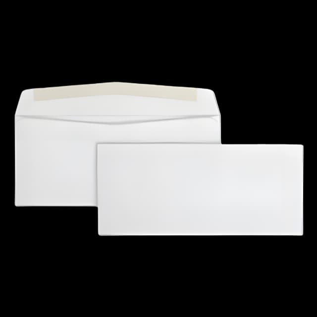 Business Envelope, #10, Commercial Flap, Side Seam, Gummed Closure, 24 lb Bond Weight Paper, 4.13 x 9.5, White, 500/Box