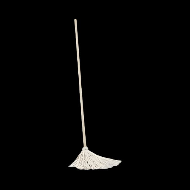 Handle/Deck Mops, #12 White Cotton Head, 48" Natural Wood Handle, 6/Pack