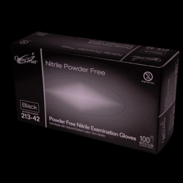 Omni International 213 Medium Black Nitrile Exam Gloves Powder-Free