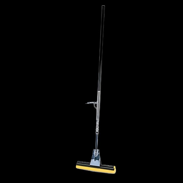 Steel Sponge Mop, 12" Wide Yellow Cellulose Sponge Head, Bronze Steel Handle