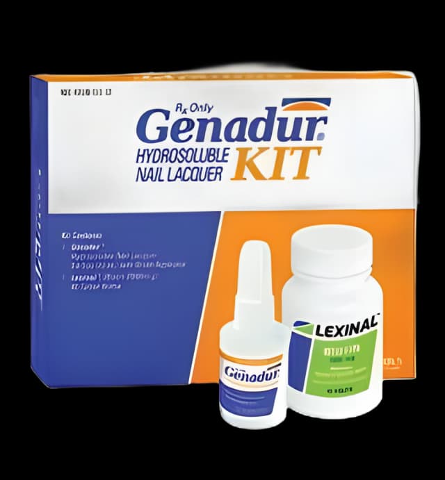 Genadur® Nail Lacquer Kit Nail Lacquer and Dietary Supplement Diethylene Glycol / Equisetum Arvense Extract / Ethanol / Hydroxypropyl Chitosan / MSM and Biotin 2,500 mcg Liquid / Tablet Bottle 12 mL 90 Tablets