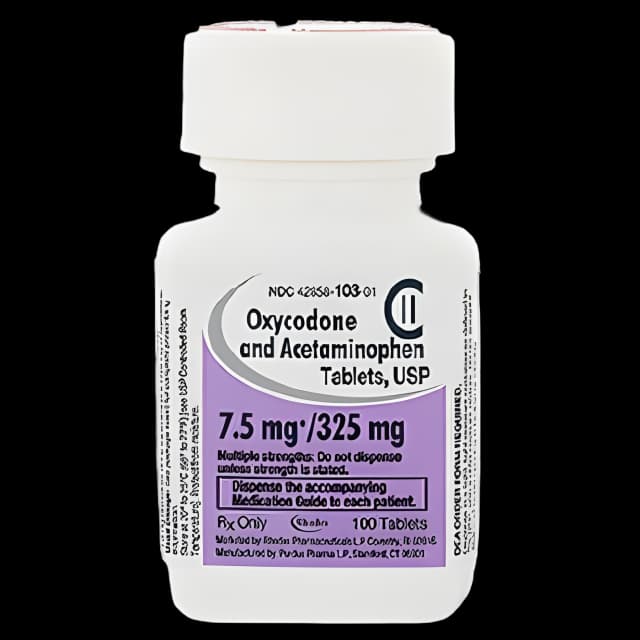 Oxycodone HCl / Acetaminophen 7.5 mg - 325 mg Tablet Bottle 100 Tablets CII - 42858010301