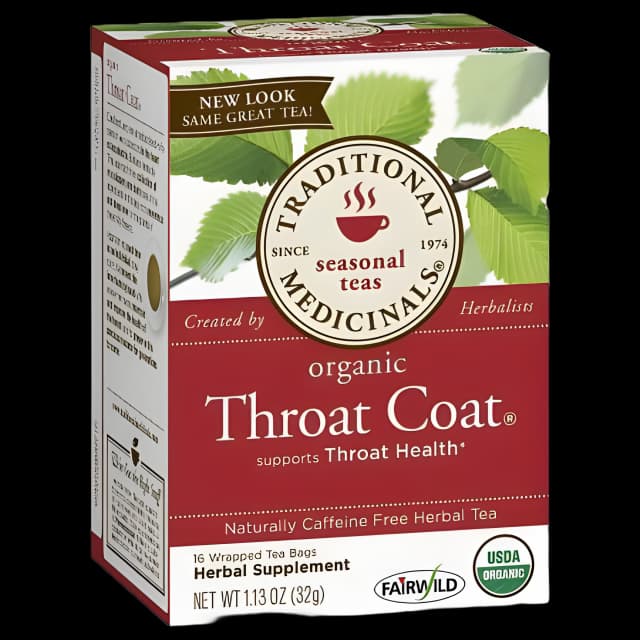 Herbal Supplement Throat Coat® Organic Slippery Elm Bark / Organic Licorice Root 760 mg Strength Tea Bag 16 per Box