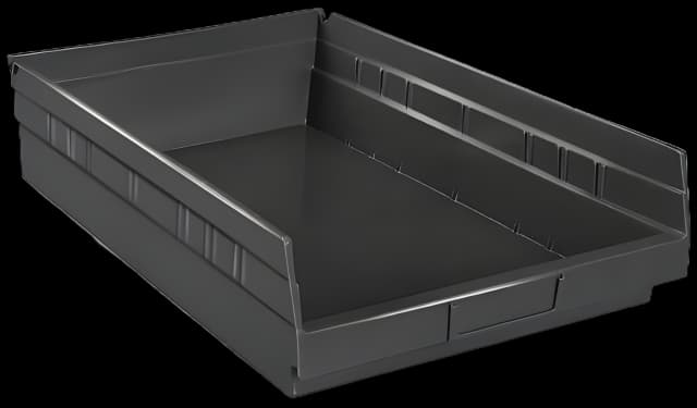 ULINE Black Plastic Medical Shelf Bin - 4x11x18"