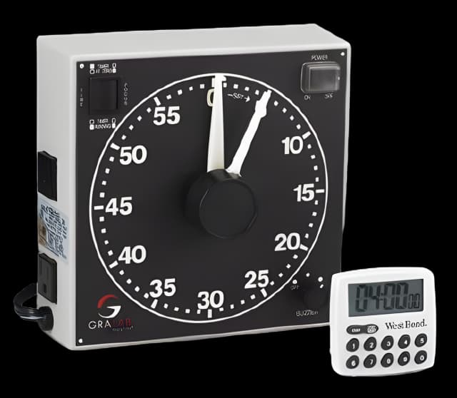 Electronic Alarm Timer Clip on, Magnetic Back, Freestand GraLab® 100 Minutes Dial Display