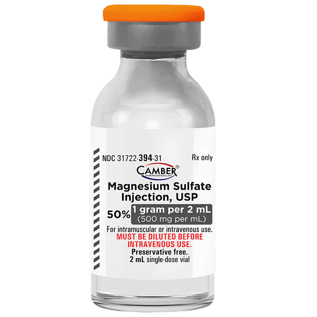 Magnesium Sulfate 50% Injection 500mg/mL - Single-Dose 2mL Vial, 25/CT