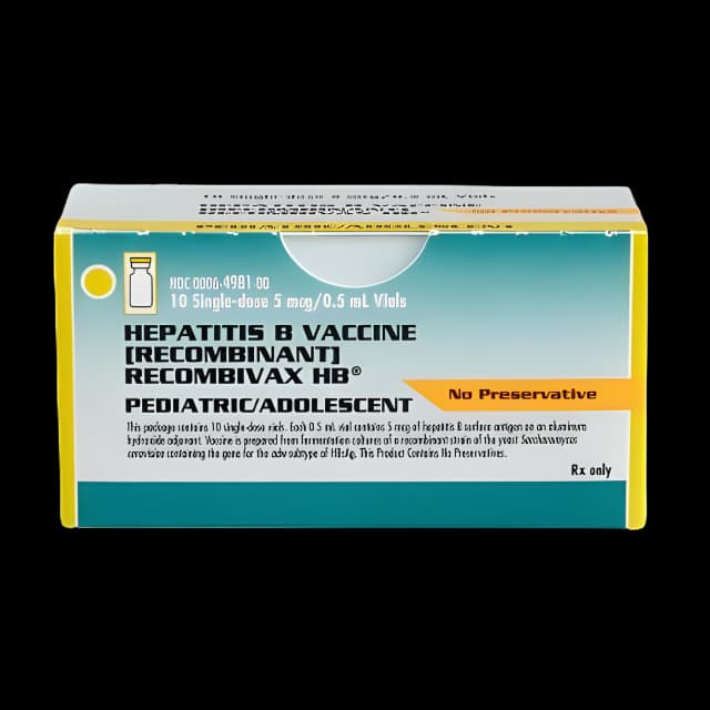 Recombivax HB® Hepatitis B Vaccine Indicated for People from Birth Through 19 Years of Age 5 mcg / 0.5 mL Injection Single-Dose Vial 0.5 mL