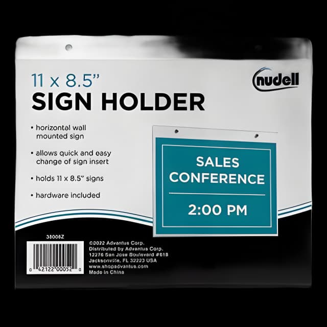 Clear Plastic Horizontal-Orientation Wall Sign Holder with Mounting Screws, Quick-Change Insert System, 11 x 8.5 Insert