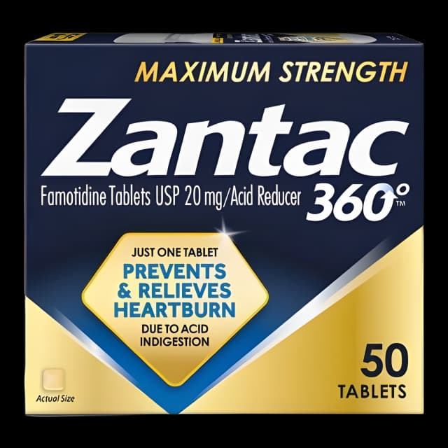 Antacid Zantac 360°® Maximum Strength 20 mg Strength Tablet 50 per Bottle