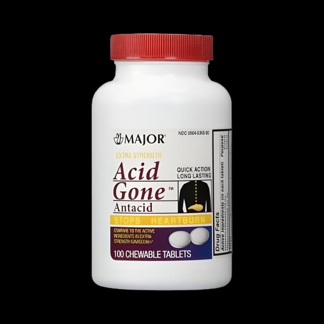 Antacid Acid Gone 160 mg - 105 mg Strength Chewable Tablet 100 per Bottle