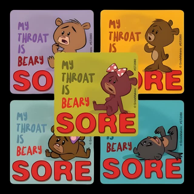 SmileMakers® 100 per Roll Beary Sore Throat Sticker 2-1/2 Inch